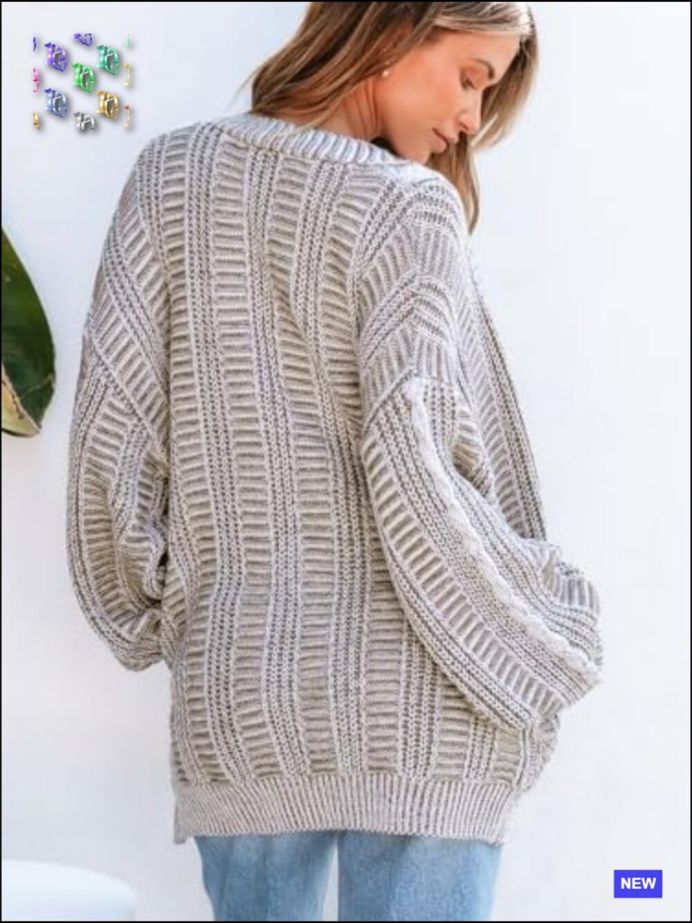 Women's Oversized Chunky Knit Longline Cardigan Open Front with Pockets - Picture 2 of 6